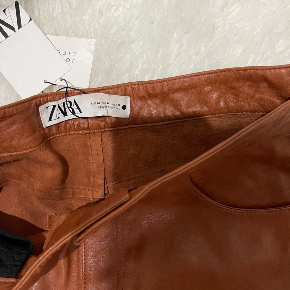 Zara 100% leather cropped pants - Picture 4 of 7